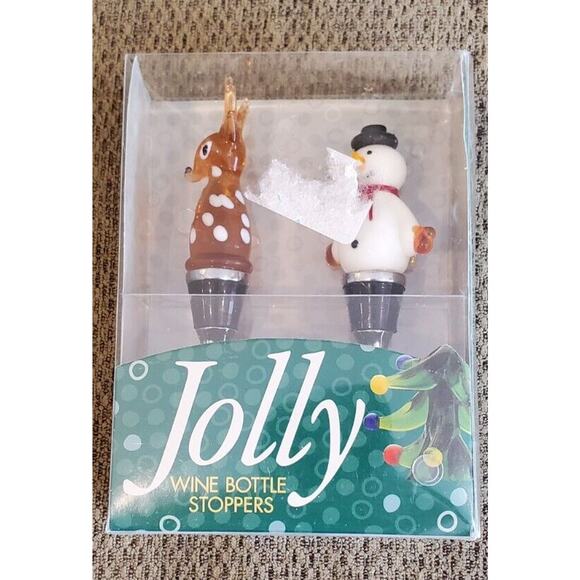Art-glass Reindeer and Snowman Wine Bottle Stoppers LS Arts House Warming Gift - Picture 7 of 8